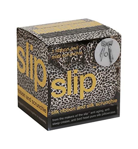 Slip Silk Ribbon & Scrunchie Set, Mini Leopard