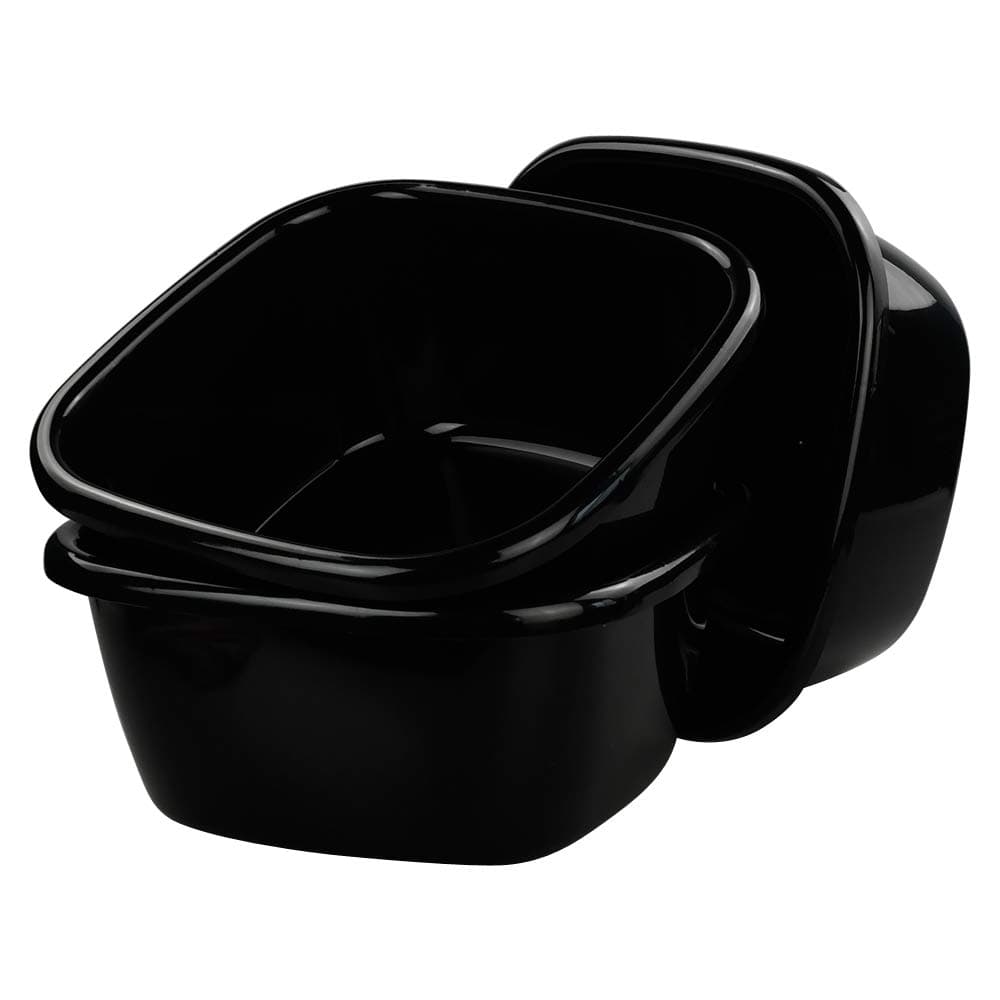 3-Pack 16 Quart Plastic Dishpans/Wash Basins, Black