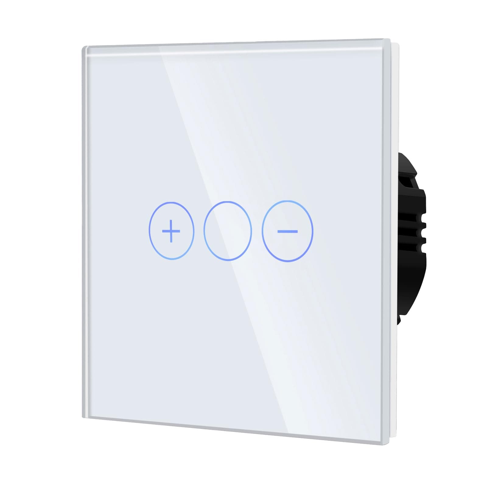 BSEED Dimmer Touch Switch with Glass, No Neutral Wire Required,Tempered Glass Panel with LED Indicator, Compatible with Dimmable LED/Halogen/Incandescent,1 Gang 1 Way,86mm White