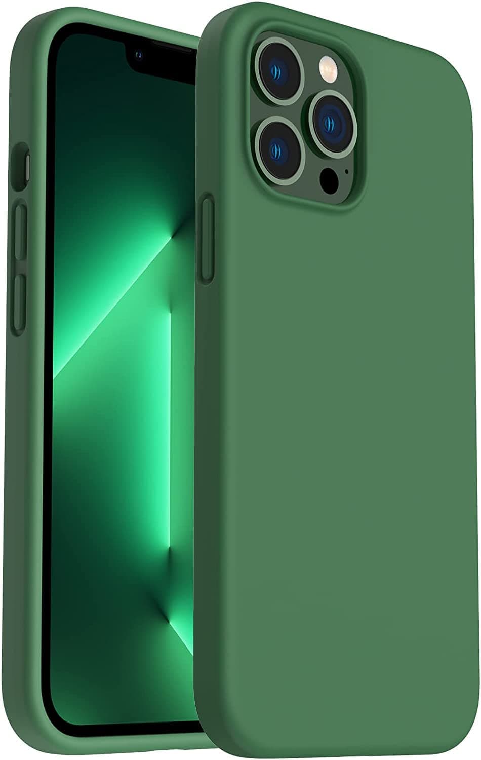 Zubitech iPhone 12 / iPhone 12 Pro Soft Liquid Silicone Case Full Body Shockproof Protection Raised Camera Edges Matte Finish Cover Soft Microfiber Cushion Slim Case (iPhone 12 / iPhone 12 Pro, Green)