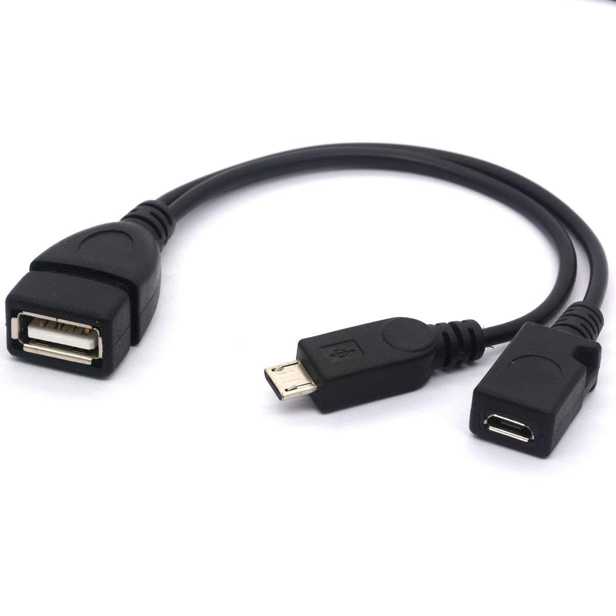 Micro USB Splitter Cable OTG Power Enhancer Cord USB 2.0 A Female to Micro USB Male and Micro 5 Pin Female Adapter Host Charging Converter (Micro Straight)