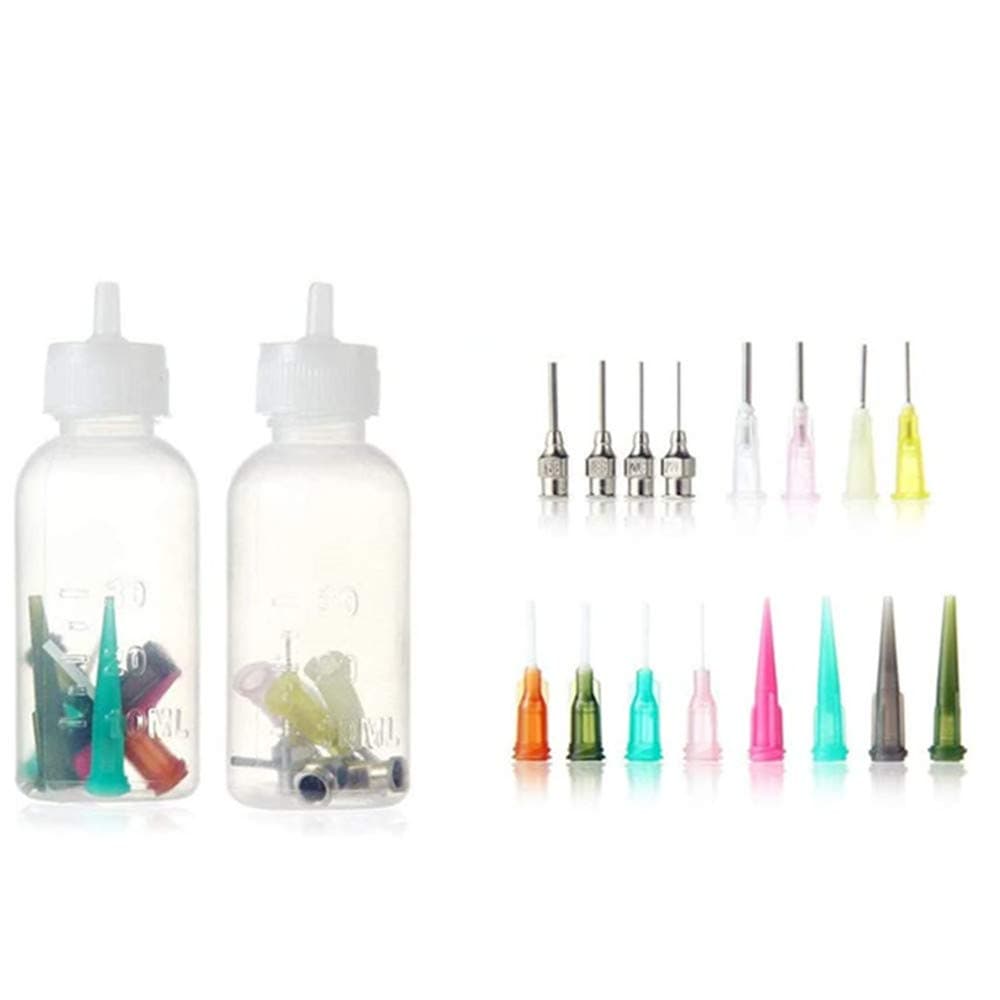 18Pcs/Set Precision Tip Glue Applicator Bottle Multi Purpose Needle Dropper Bottles with 16 Needle Tips for Paper Quilling DIY Craft Tattoo
