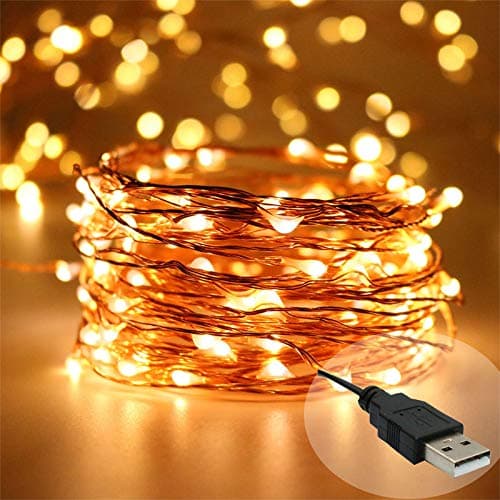 OOZE Myra Warm White 100LEDs 10m Copper Wire String Lights USB Powered for Indoor Outdoor Decorations,Party, Wedding, Garden and Diwali, Christmas Festival etc (10M-USB)