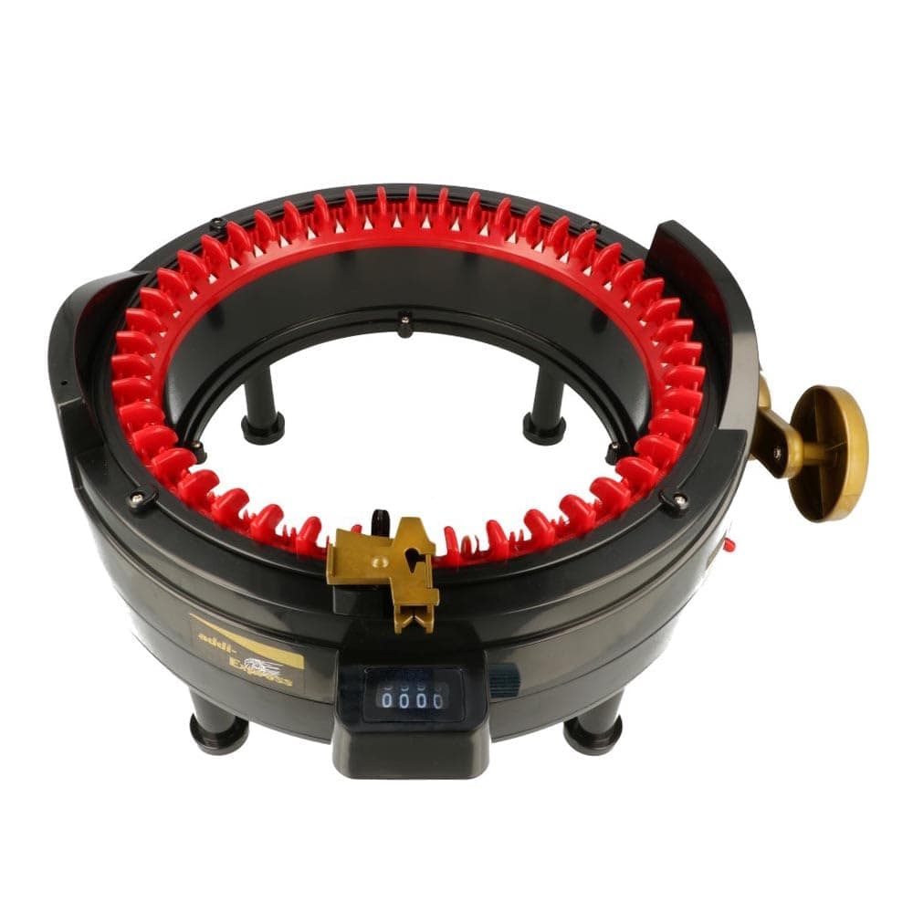 Express King Size Knitting Machine, 46 Needle Round Loom with Row Counter and Hand Crank, Black, 17.7 Inch Flat Panel Width