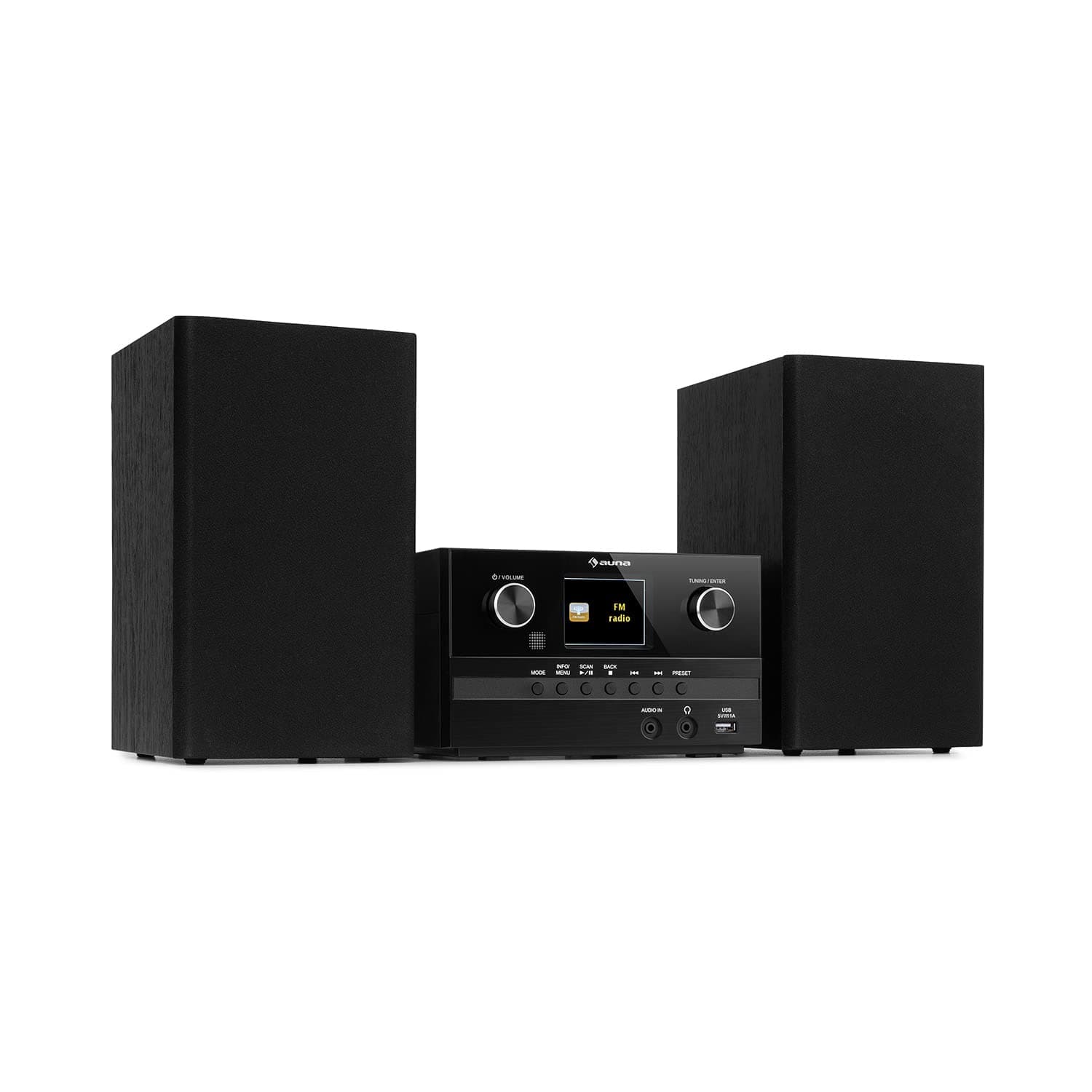 Auna Connect System S Micro System - CD Player, Hifi system, Hi-fi Compact Stereo Systems, Output Power: 20 W Max., Stereo: Incl. 2 Speakers, Internet/DAB + / FM Radio, CD Player - Black