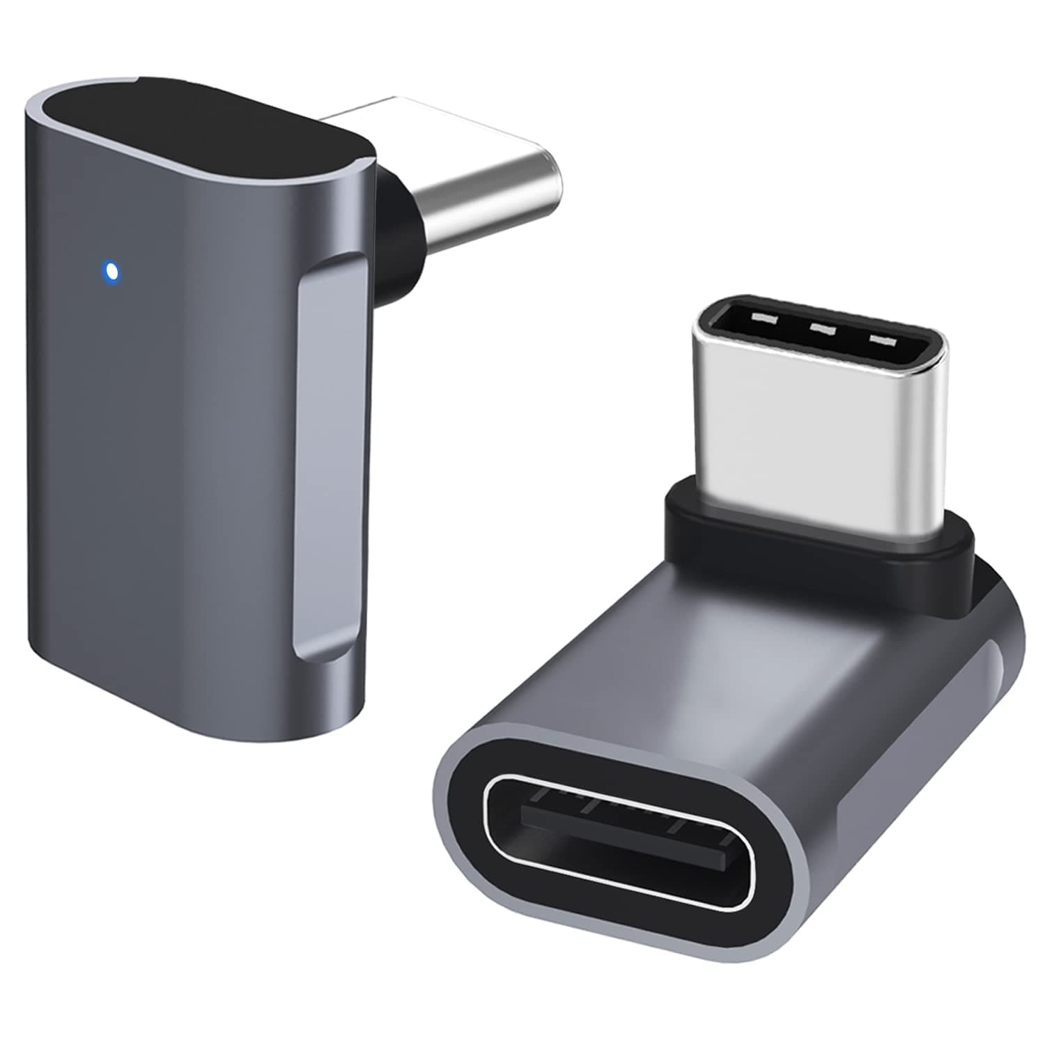 Right Angle USB C Adapter (2-Pack), Up and Down 90 Degree Type C Male to Female 10Gbps PD 60W Fast Charge Connector for Steam Deck,Switch,Quest,MacBook,Laptop,Tablet,Phone (Grey)