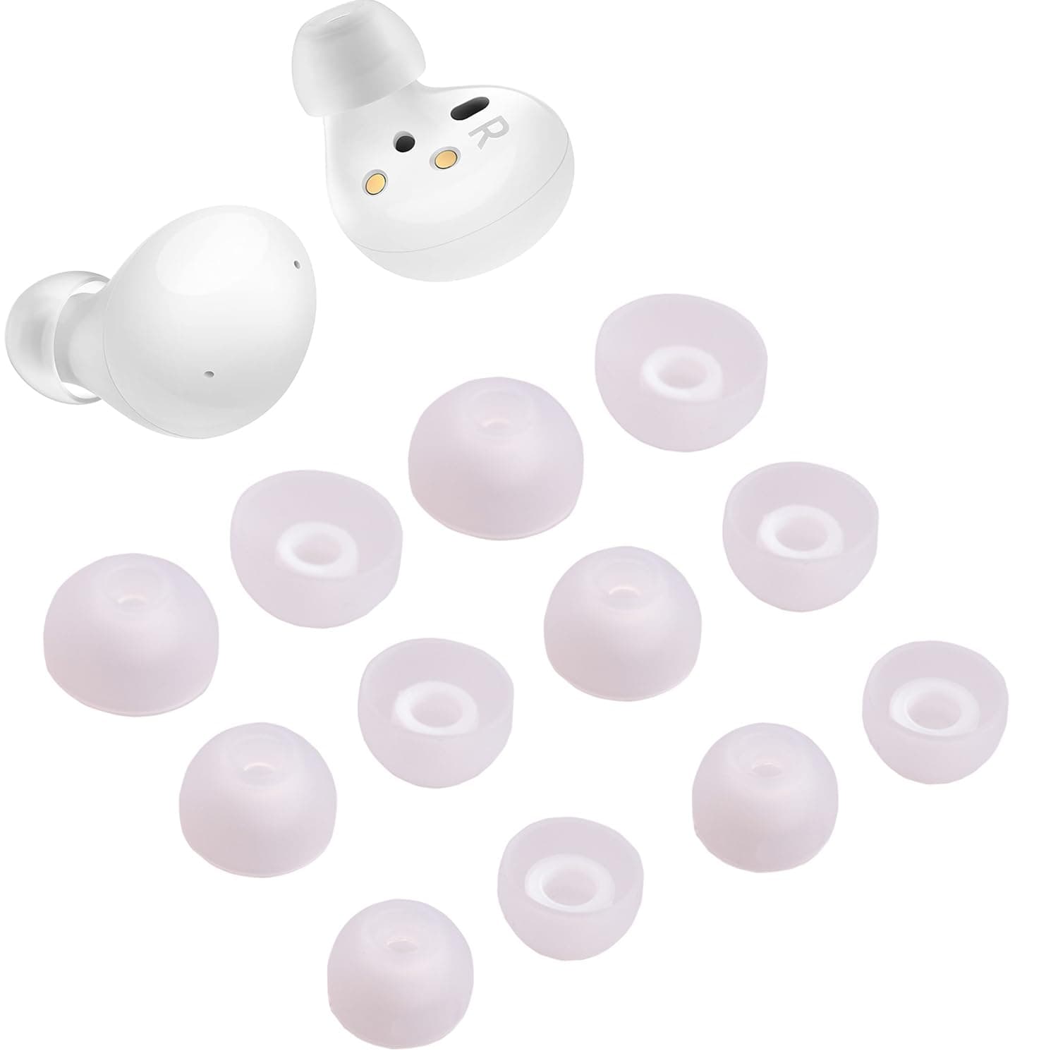 6 Pairs Replacement Earbuds Tips Silicone Eartips Set for Samsung Galaxy Buds 2 Headphones Wireless Fit in Case Ear Tips (White)