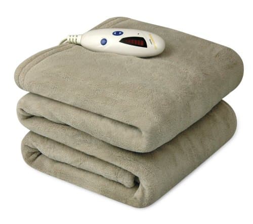 Biddeford Micro Plush Electric Heated Blanket with Digital Controller, Throw, Taupe