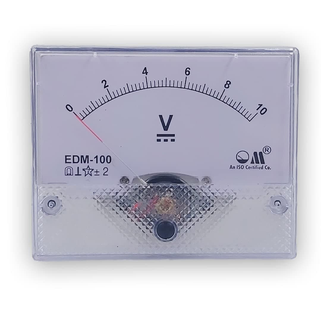 Om Meters EDM-100 Rectangular Moving Coil Analog Panel Meter 0-10V DC Voltmeter (100mm*80mm) Flush type for physics lab experiements