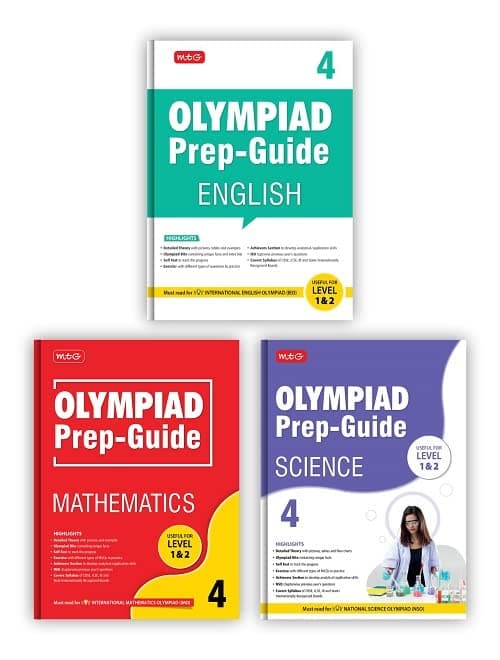 MTG Olympiad Prep-Guide Class 4 - Achievers Section with IMO-NSO-IEO Chapterwise Previous Year Question Paper For SOF 2023-24 Exam, Set of 3 Books (Mathematics, Science, English)