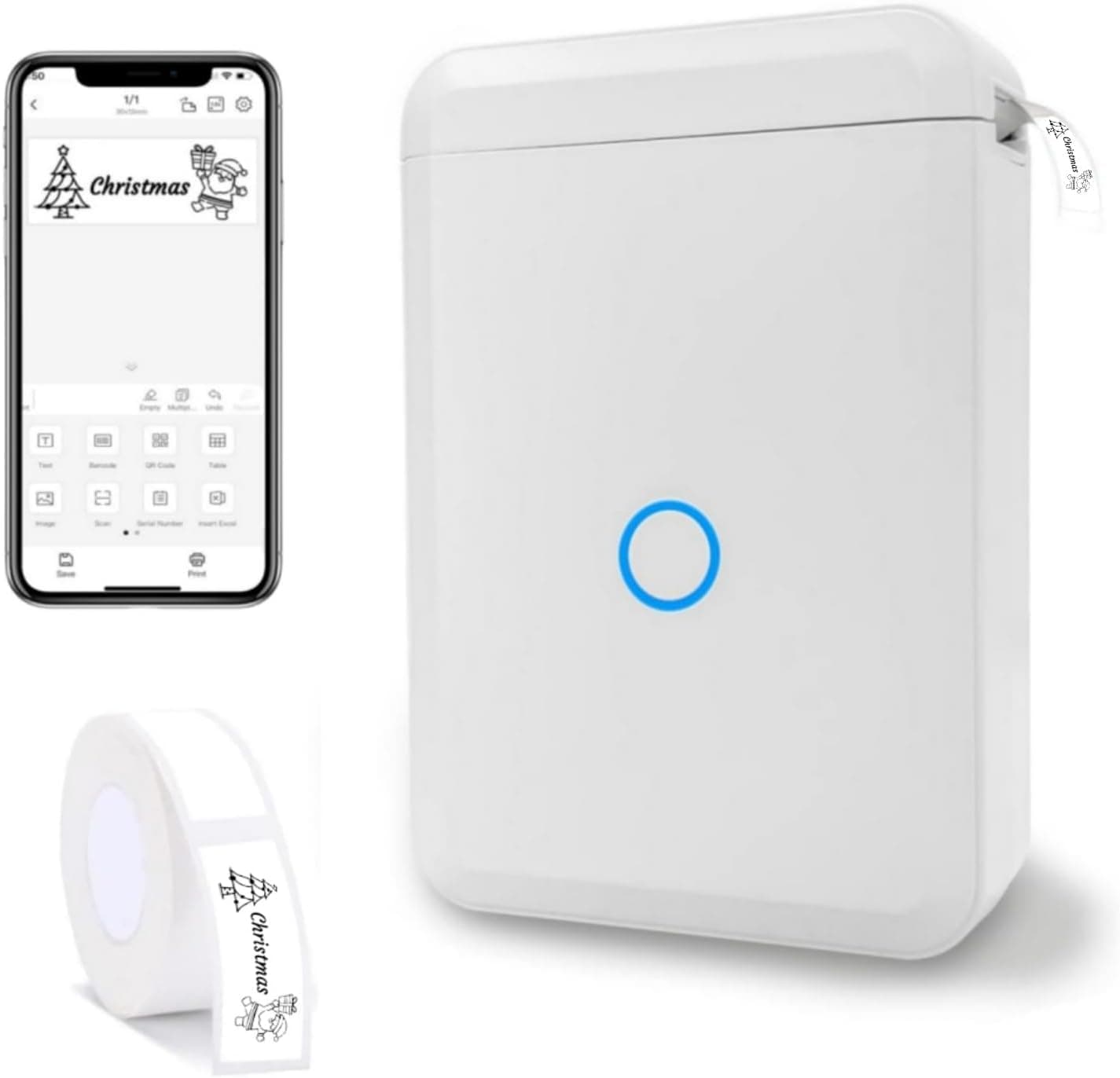 Portable Mini Bluetooth Label Maker with 1 Roll Tape - Thermal Printing, Smart, Wireless, and Versatile Sticker Printer - Inkless Rechargeable for Home, Office, and School Organization