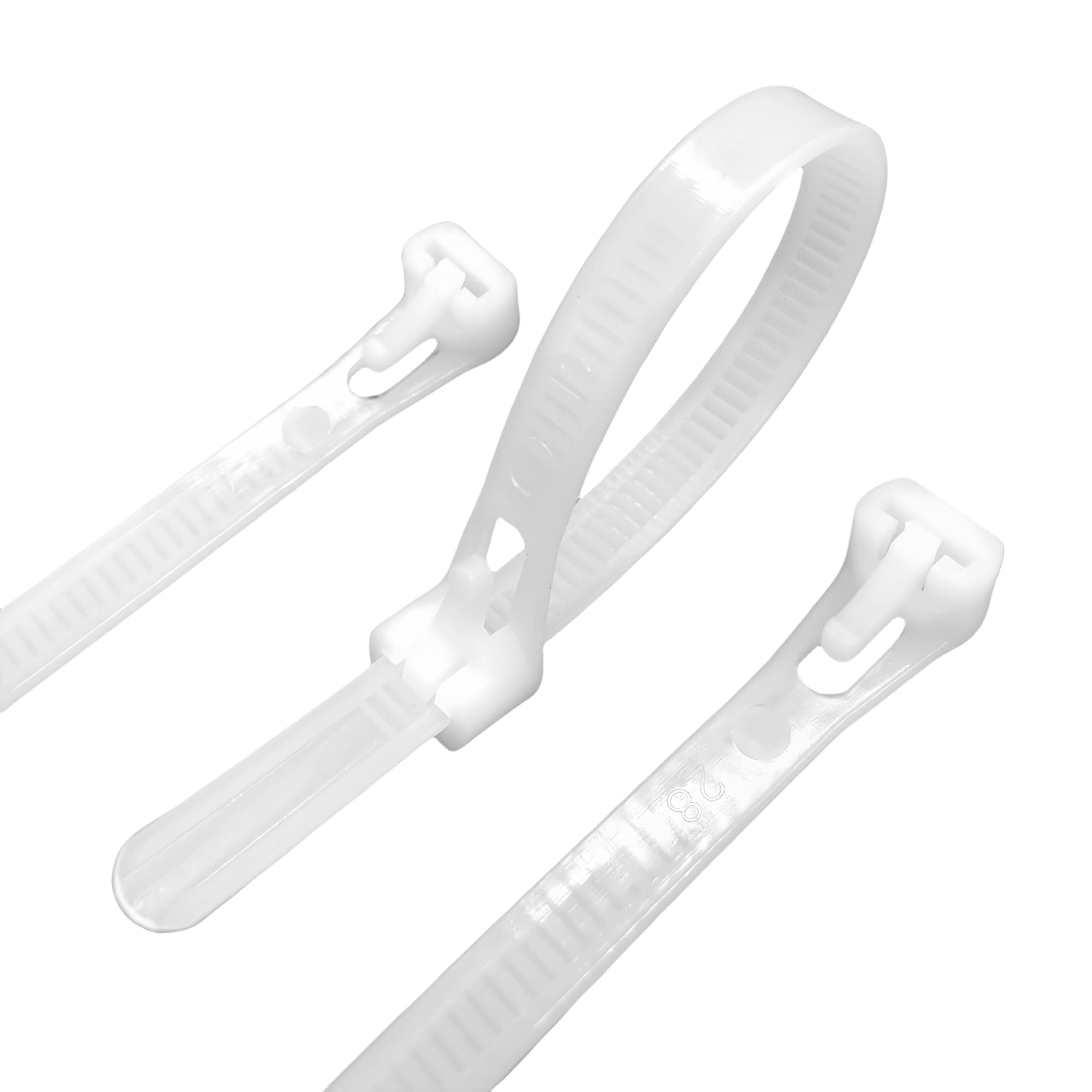 100 Pcs Reusable Releasable Adjustable Nylon Cable Zip Ties(8 Inch,White)