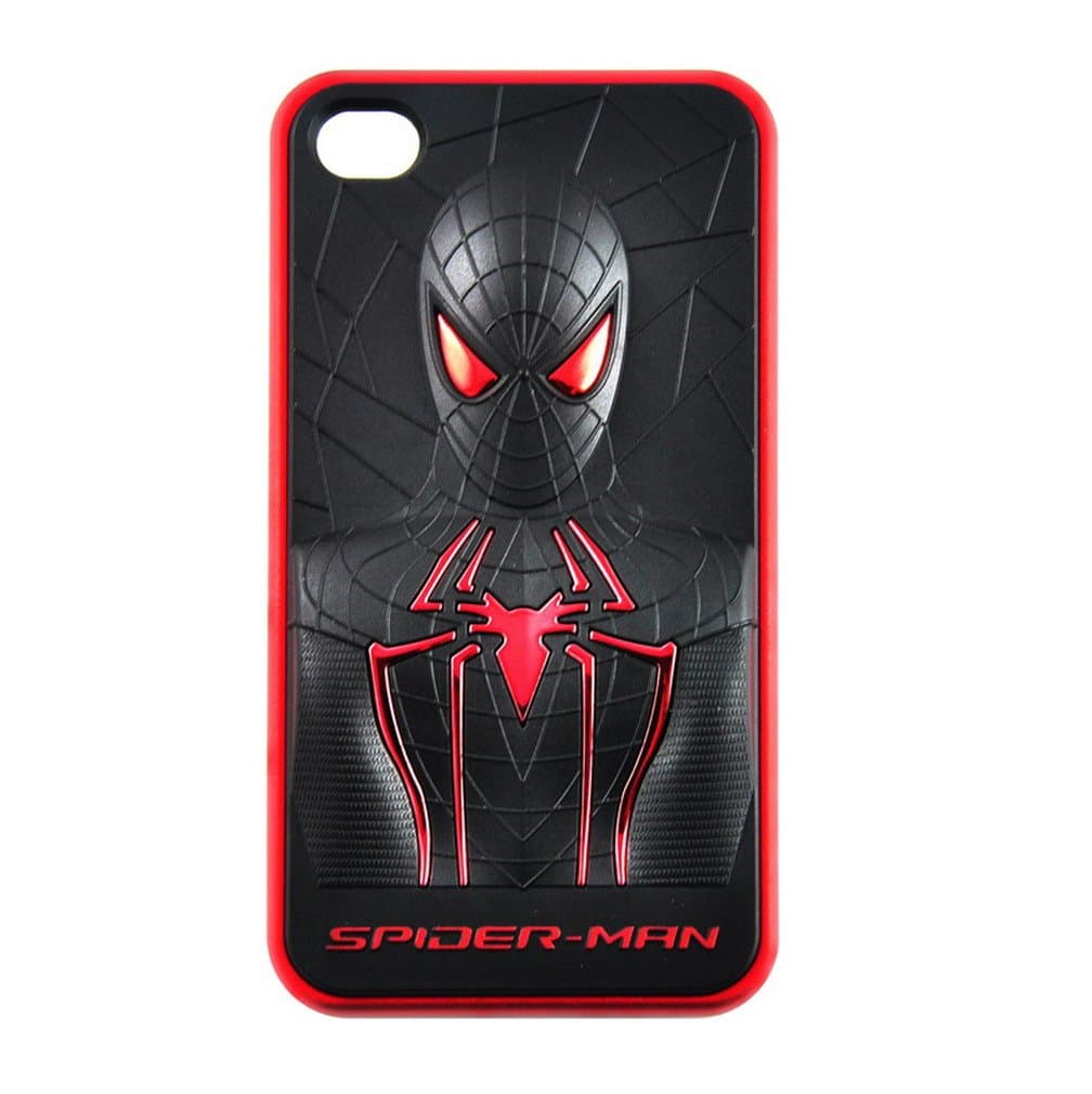 EOZY 3D Cool Premium Spiderman Spider Web Protective Hard Case for Iphone 4/4s (Black and Red)
