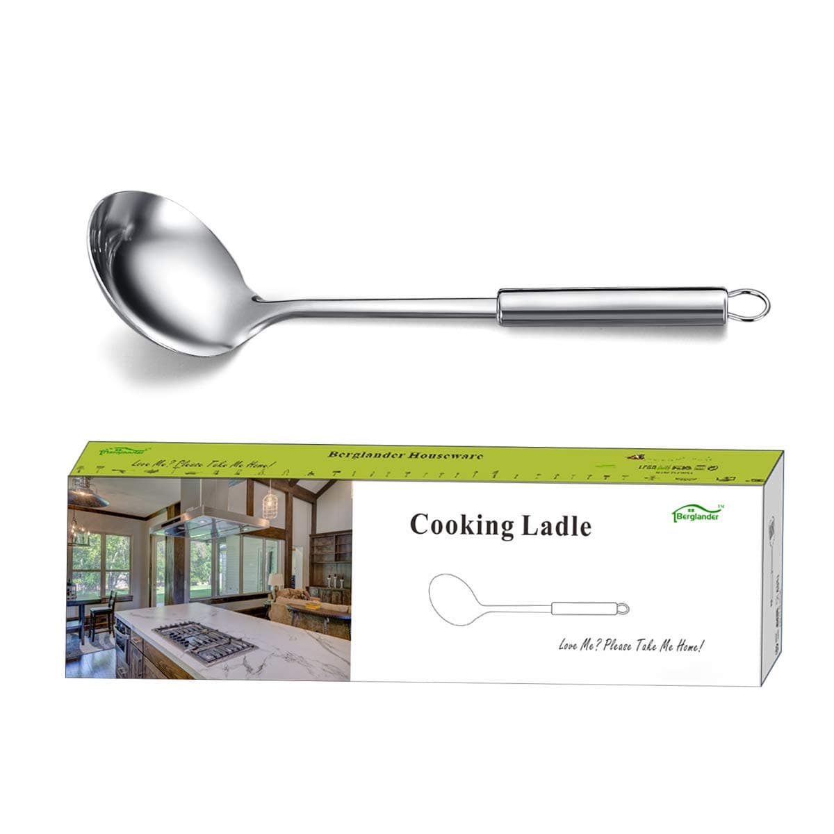 Stainless Steel Ladle, Berglander Soup Ladle, Cooking Ladle, Kitchen Ladle, Metal Soup Spoon For Cooking Non-Stick And Heat Resistant, Dishwasher Safe, Easy to Clean