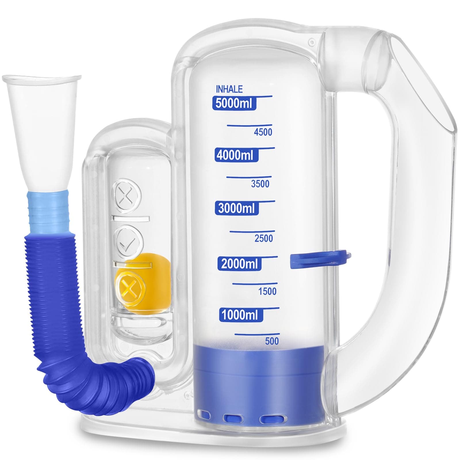 Incentive Spirometer Adult, Breathing Exercise Device for Lungs, 5000ml Capacity for Deep Inhalation, Durable Medical-Grade PC Material | Airflow Indicator for Steady Inhalation Practice