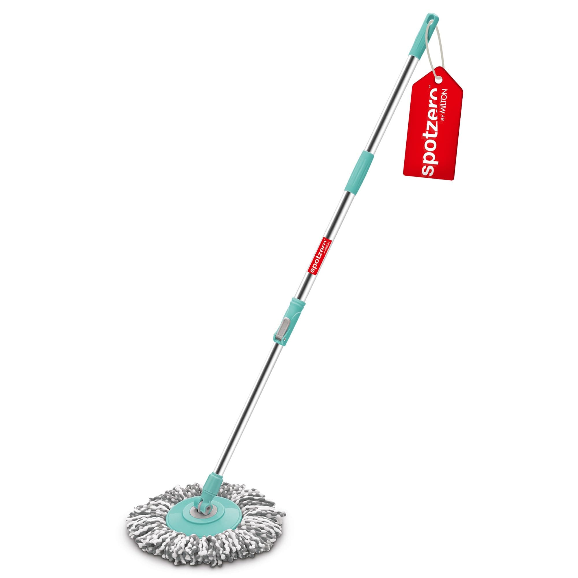 Spotzero By Milton Spin Mop Spares Set Handle with Microfibers Refill(Compatible with Prime, E-Elite, Classic, Ace Mops) (DCPDFLR076ASSR0024) (Aqua Green)
