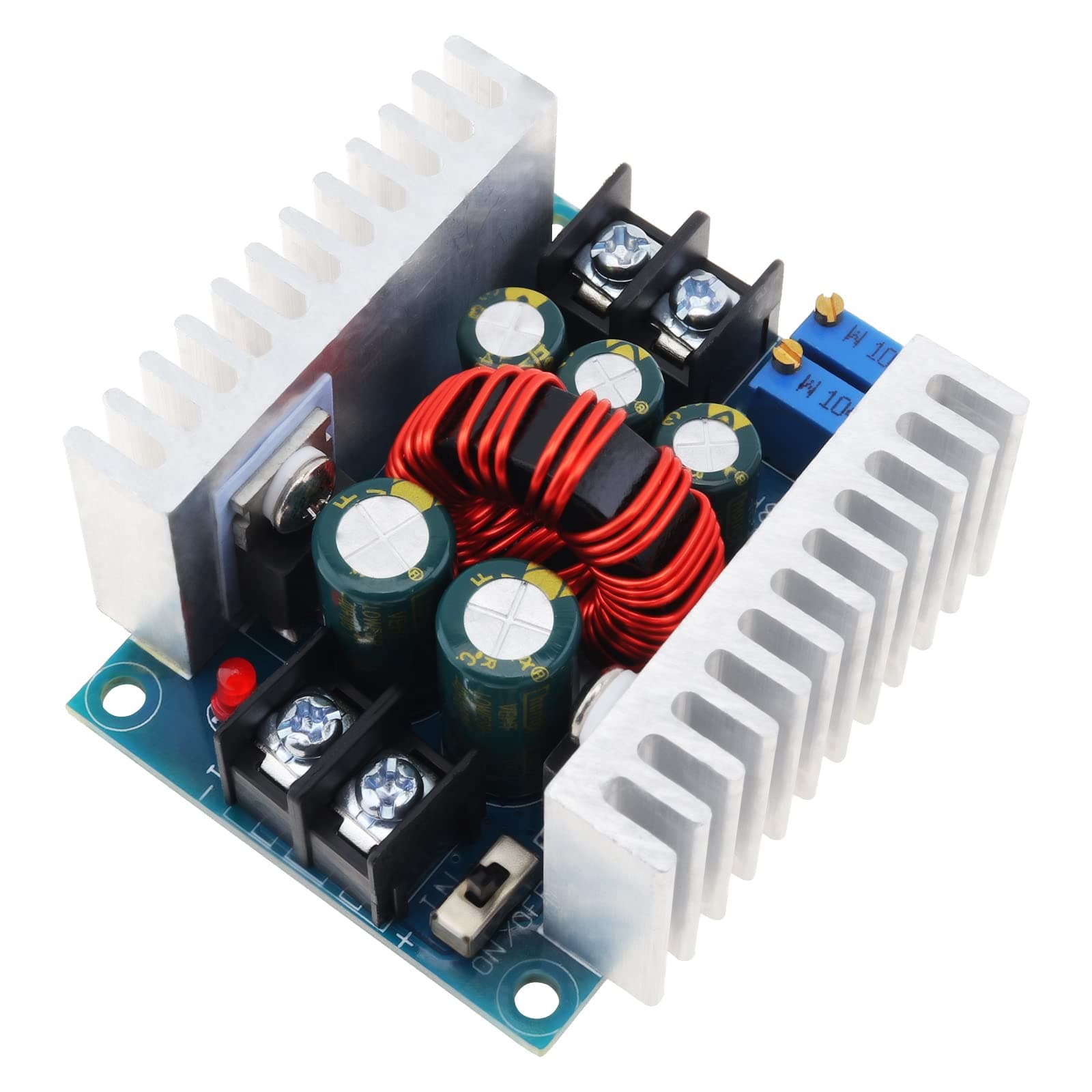Constant Current CC CV Buck Converter Module DC 6-40V to 1.2-36V 20A 300W Adjustable Step Down Power Supply Module with Short Circuit Protection
