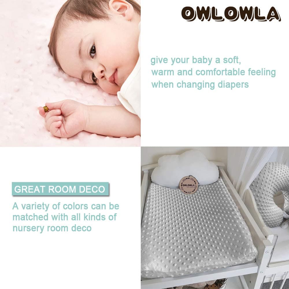Owlowla Changing Pad Cover, Soft Minky Dots Changing Table Sheets for Baby Boy and Girl 2Pack (Grey/Pink)