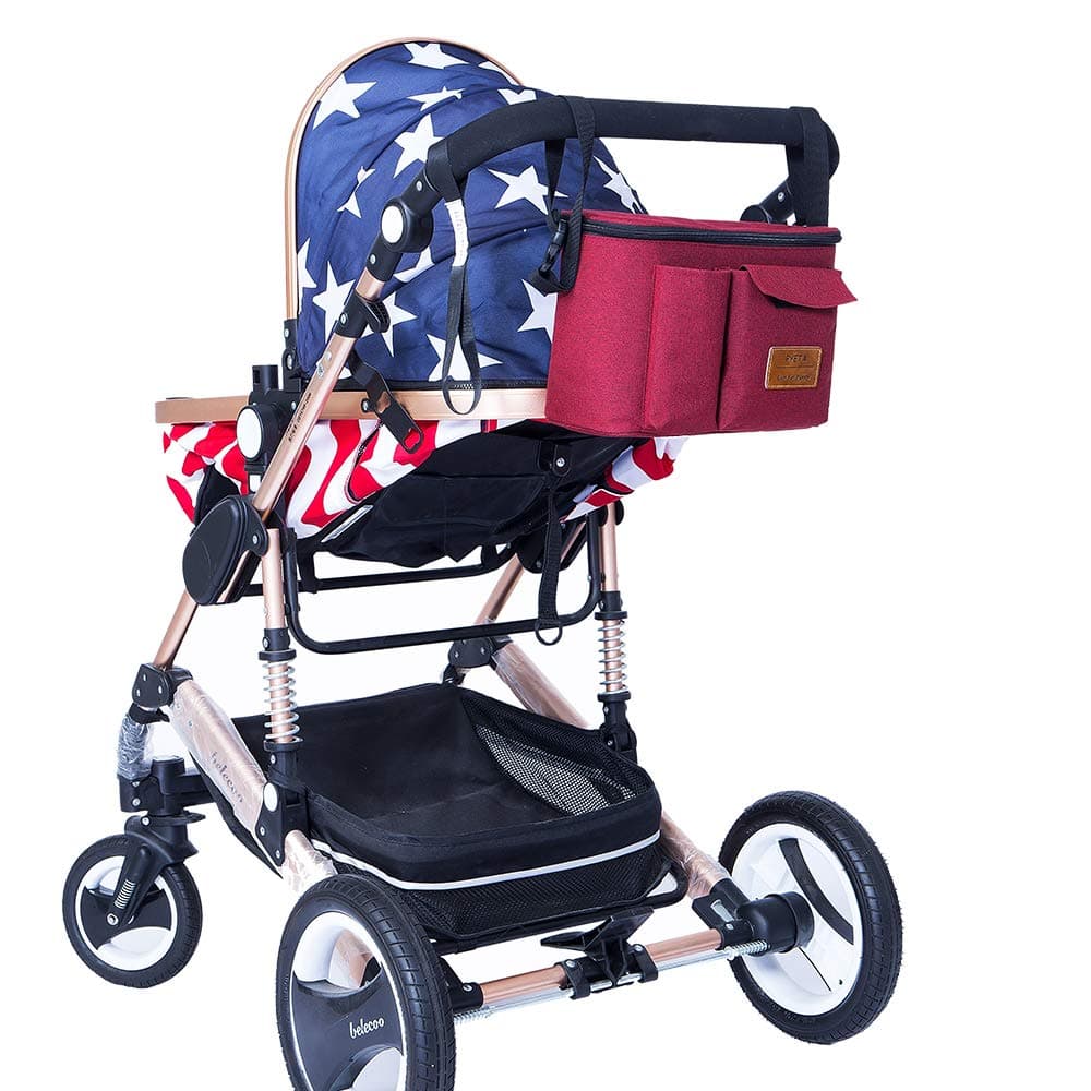 Diaper Bag Diaper Backpack Nappy Bag Waterproof Multi-Function Changing Bag Stroller Bag for Baby Care for Stroller Organizer (RED)