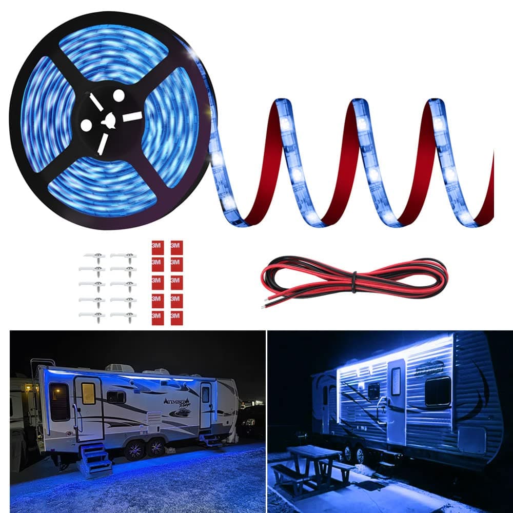 RV Awning Led Lights, 20FT 12V Camper Awning Lights for Camper Motorhome Travel Trailer Concession Stands Food Trucks, Waterproof RV Exterior Awning Light Strip for Party BBQ