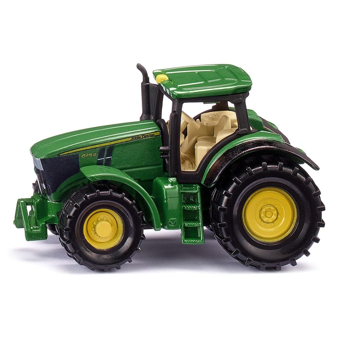 1064, John Deer 6215R Tractor, Metal/Plastic, Green, Incl. trailer hitch, Wheels with rubberised tyres