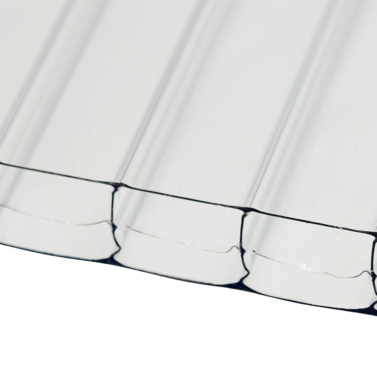 Clear, 1 x 4m (Width x Length) 16mm Multiwall Polycarbonate Sheets Poly Plastic Roof Panel for Lean-to Canopy Conservatory