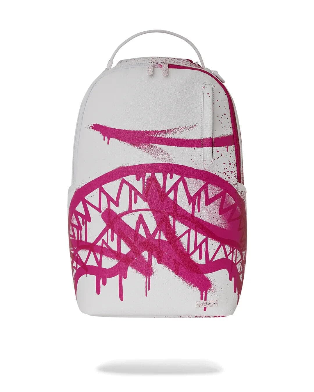 Sprayground Pink Vandal White Backpack, Adjustable Shoulder Strap, Zip Closure