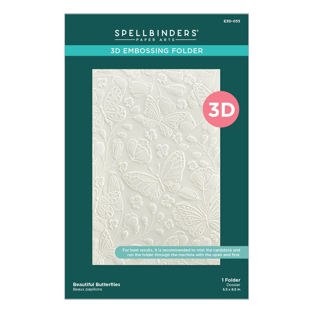 Beautiful Butterflies 3D Embossing Folder, Clear