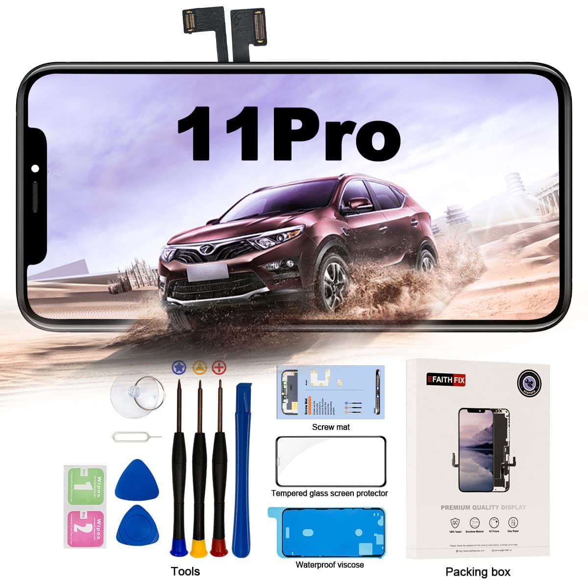 EFAITHFIX for iPhone 11 PRO LCD Screen Replacement Black (5.8'')