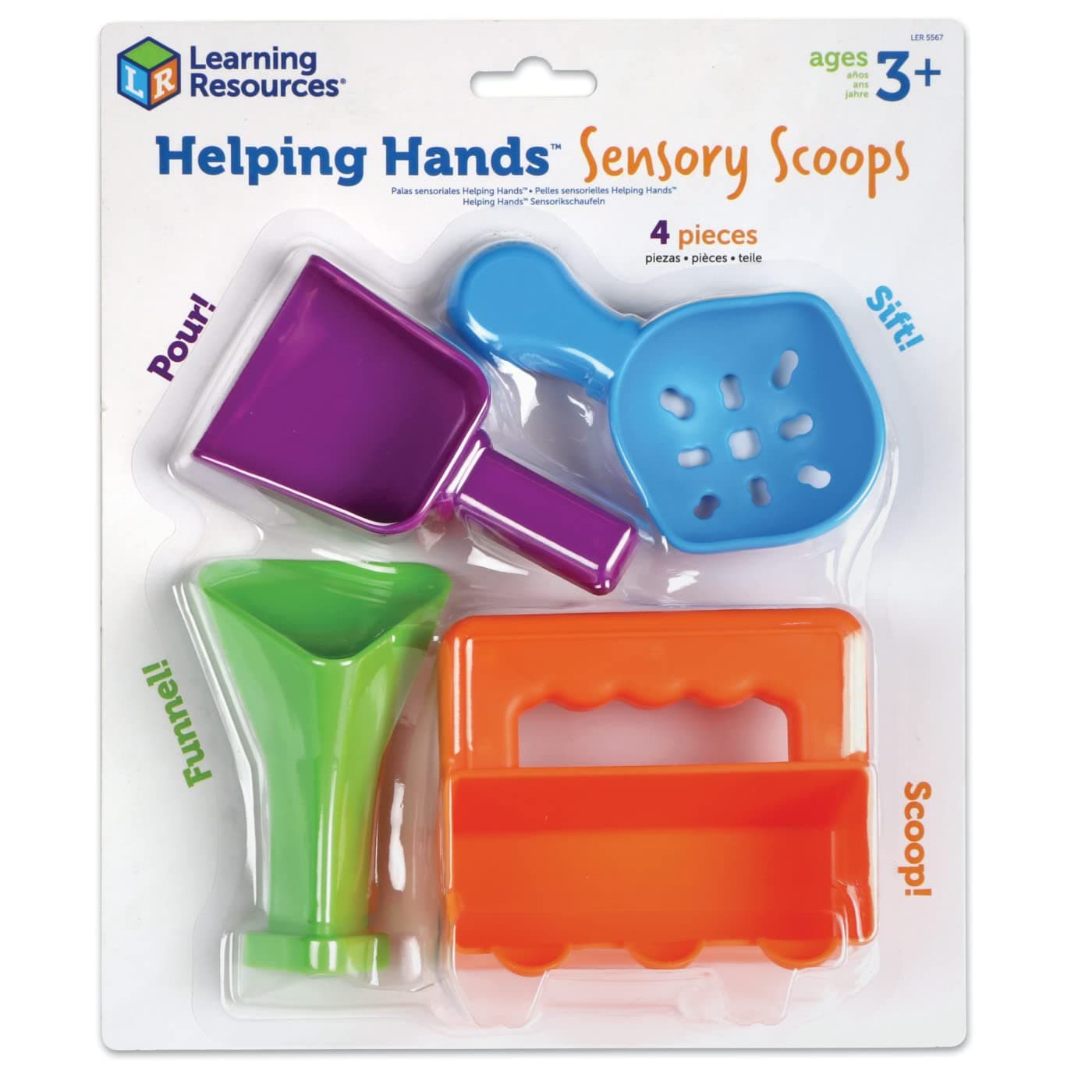 Learning Resources Helping Hands Sensory Scoops - Fidget Sand Toys, Water Bin Play, Tool Set, Fine Motor Games, Toddler Daycare Essentials, Homeschool Preschool