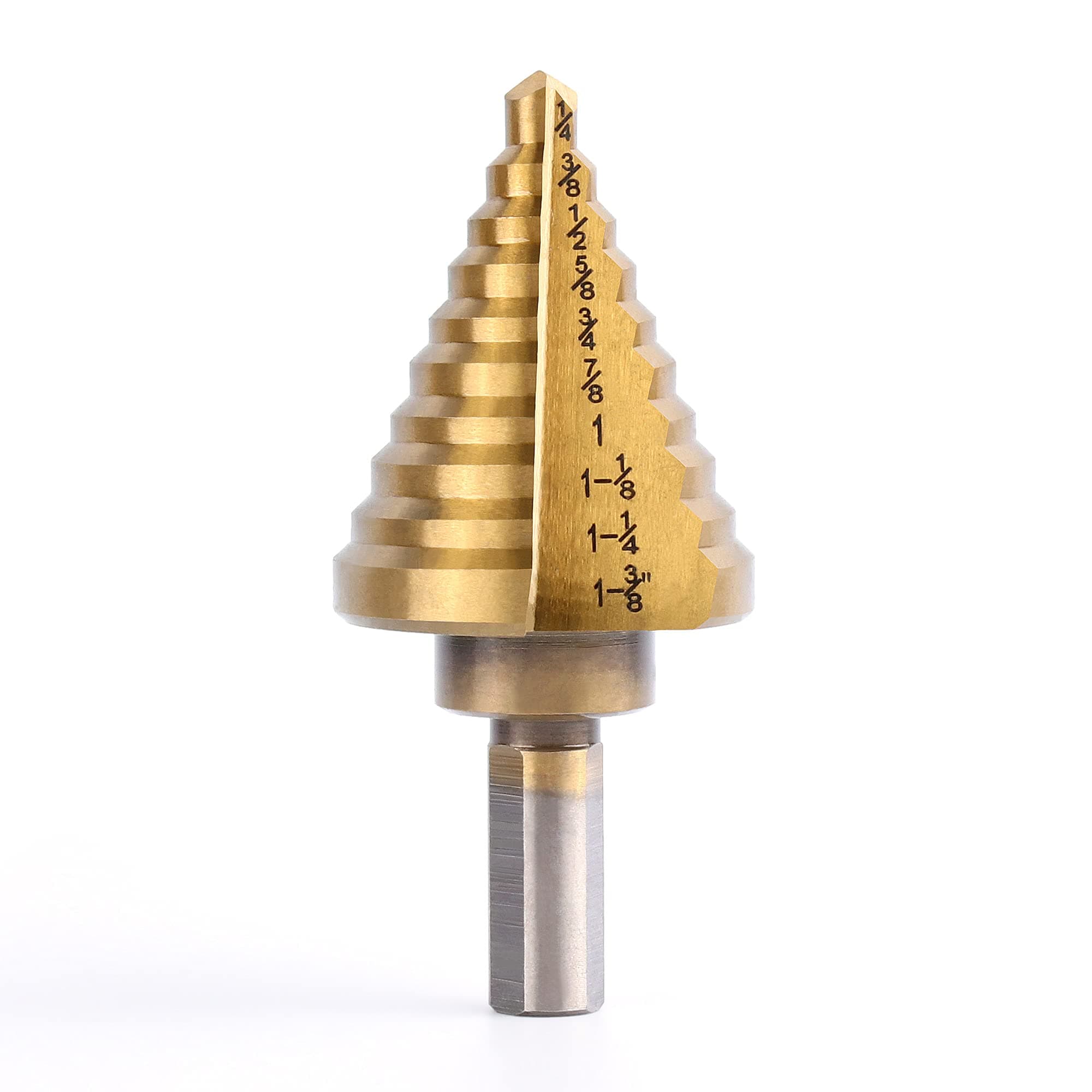 knoweasyTitanium Step Drill Bit - 10 Step Sizes, High-Speed Steel 1/4 to 1-3/8 Inch - Perfect for Drilling Multiple Hole Sizes