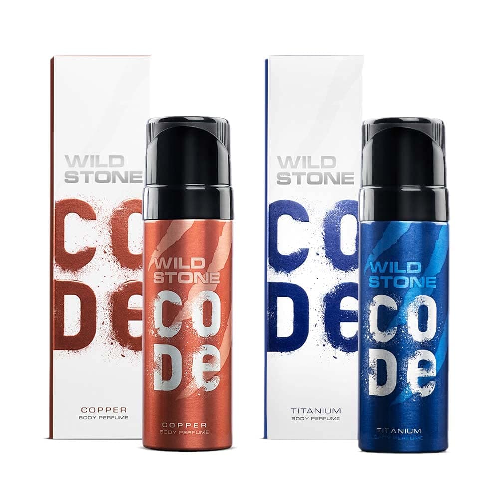 Wild Stone Code Copper and Titanium Body Perfume Combo for Men, Pack of 2 (120ml each)