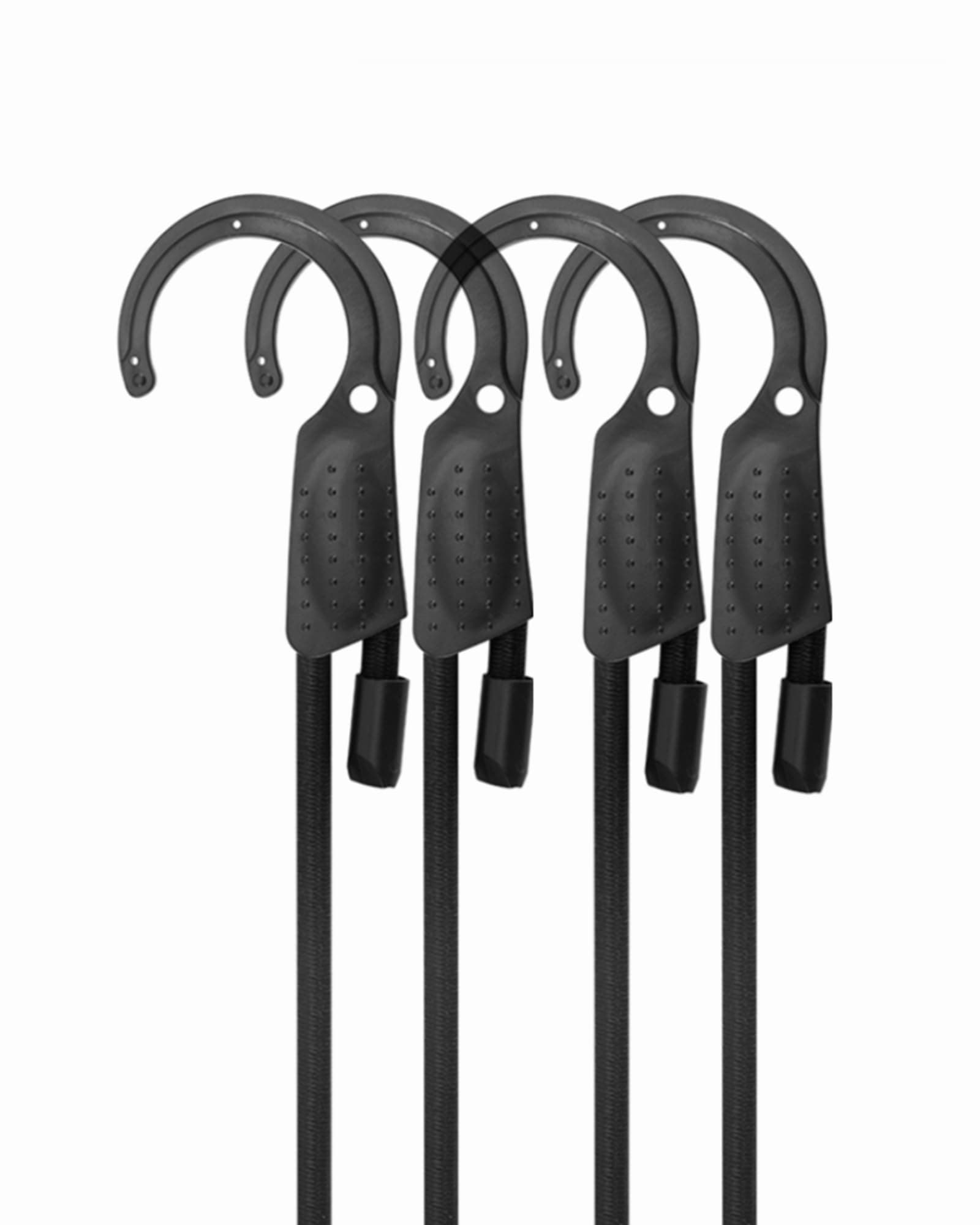 80" Adjustable Bungee Cords with Hooks, Flexibly Adjust from 6.5" to 80", Black Bungee Straps with Superior Elasticity & UV Resistance, Perfect for Cargo, Camping, Tents, Bike, Luggage, etc (4 Pcs)