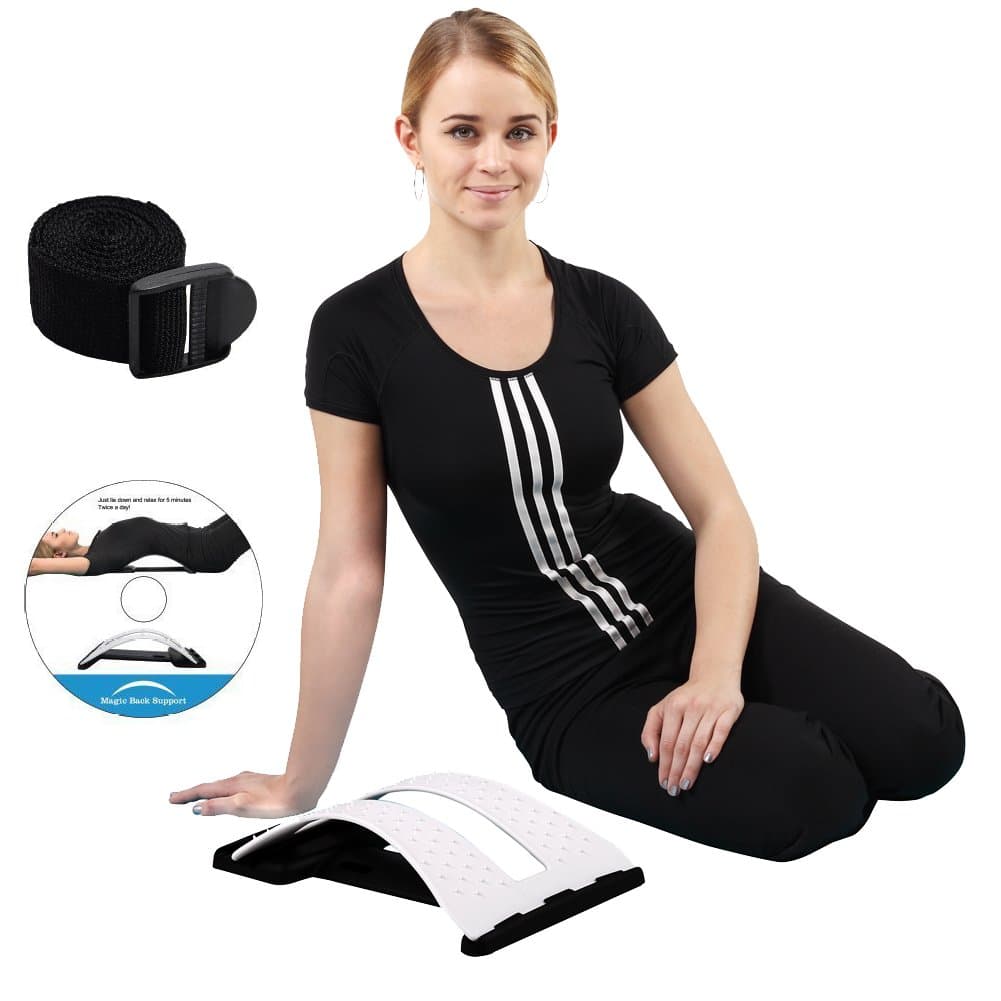 Magic Back Stretcher Lumbar Support Device Posture Corrector For Upper and Lower Back Pain Relief - White