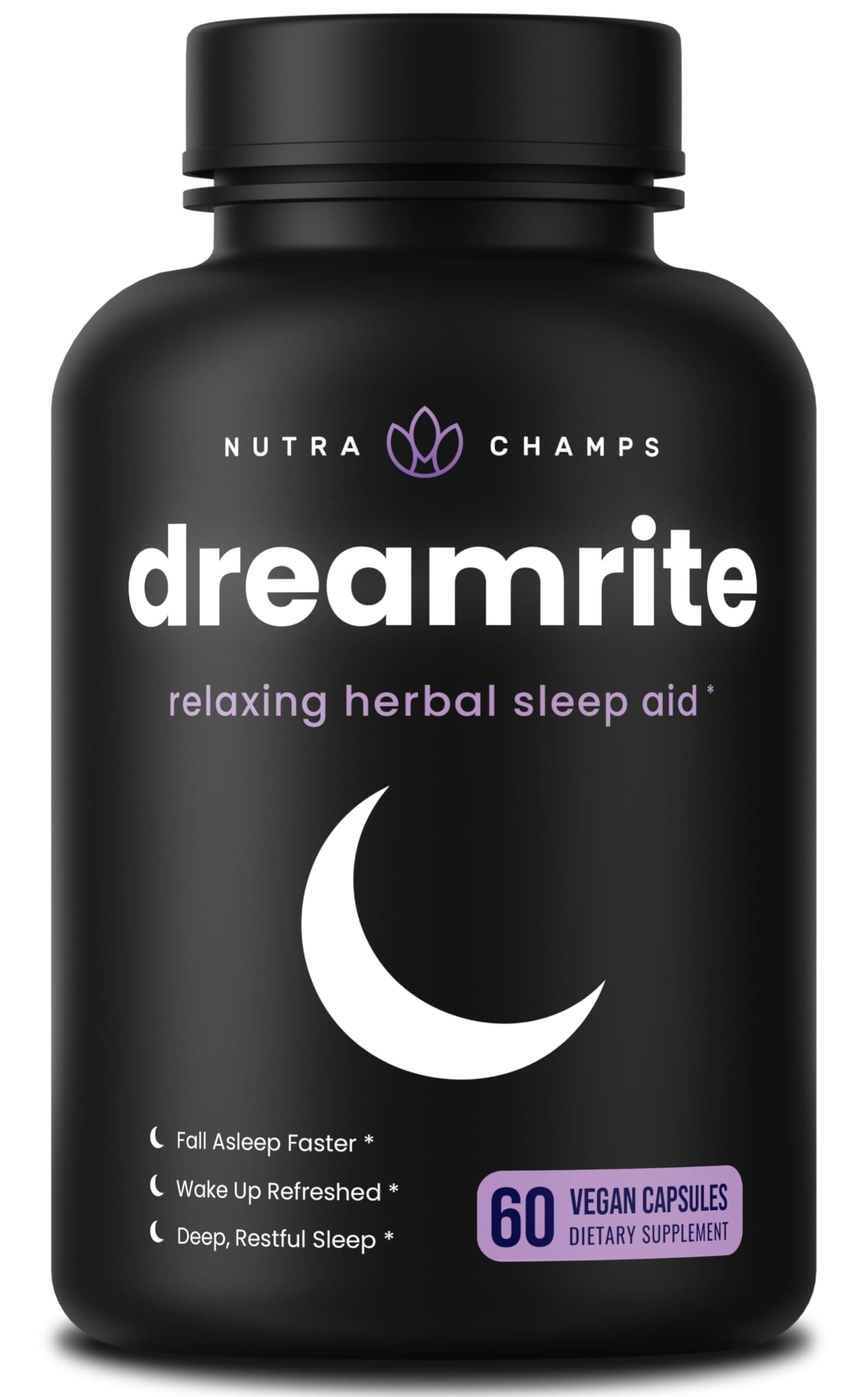 NutraChamps 10-in-1 Natural Sleep Aids for Adults - Melatonin, Lemon Balm 1000mg, Chamomile 400mg, Valerian Root 600mg, L Theanine, L Tryptophan, GABA, Magnesium Sleep Aid