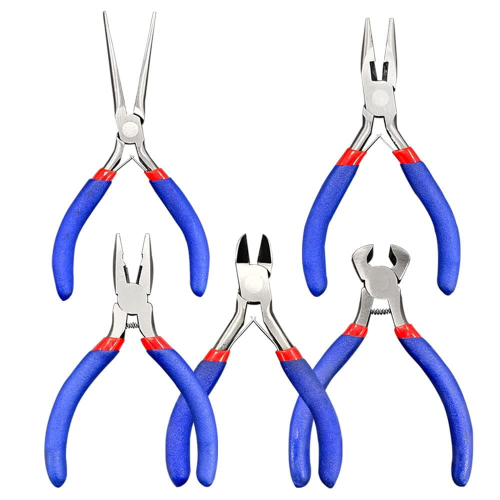 5 Pcs Mini Pliers Set, Multi-function Pliers Tool Set, Needle Nose Pliers, Long Nose Pliers, Linesman Pliers, Diagonal Pliers, End Cutting Pliers for Electronic Repair.