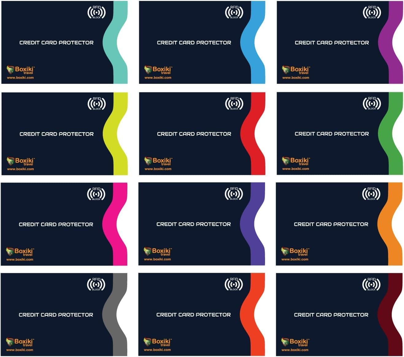 RFID Blocking Sleeves, Set with Color Coding. Identity Theft Prevention RFID Credit Card Holders (Set of 12 Credit Card Protector Sleeves + 3 Passport Holders)
