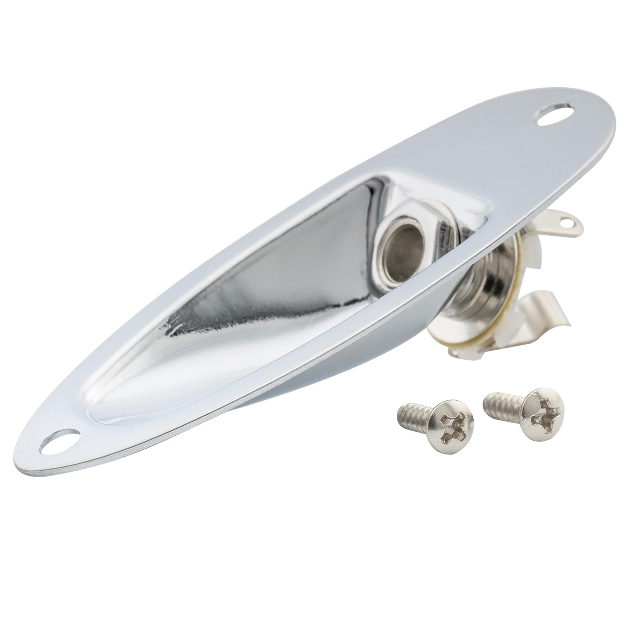 Musiclily 1/4 Inch Boat Loaded Guitar Input Jack Socket Plate Output Jack for Fender Stratocaster Strat ST Electric Guitar Replacement, Chrome