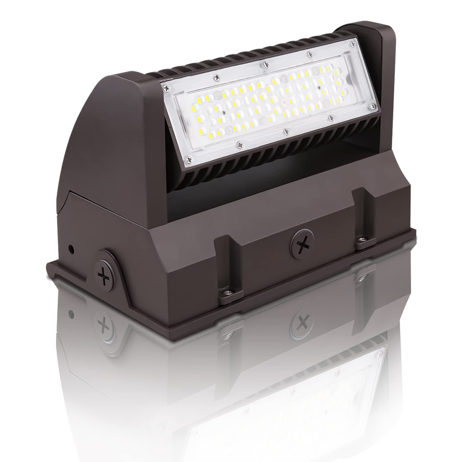 40W LED Wall Pack Light with Adjustable 0°–270° Beam Angle, 5400LM 5000K Daylight, Dimmable Outdoor Wall Mount Fixture, IP65 Waterproof, UL DLC Listed, Replace 150-200W MH/HPS/HID, 5-Year Warranty