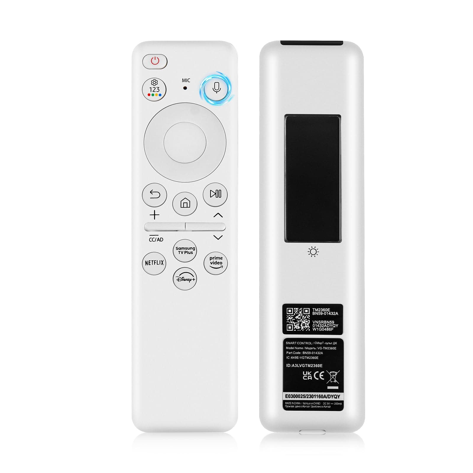 BN59-01432A for Samsung tv Remote, for Sam-Sung Solar tv Remote Replacement with Voice Rechargeable Solar Cell Compatible with Samsung Neo QLED 8K HDR Frame Smart TVs