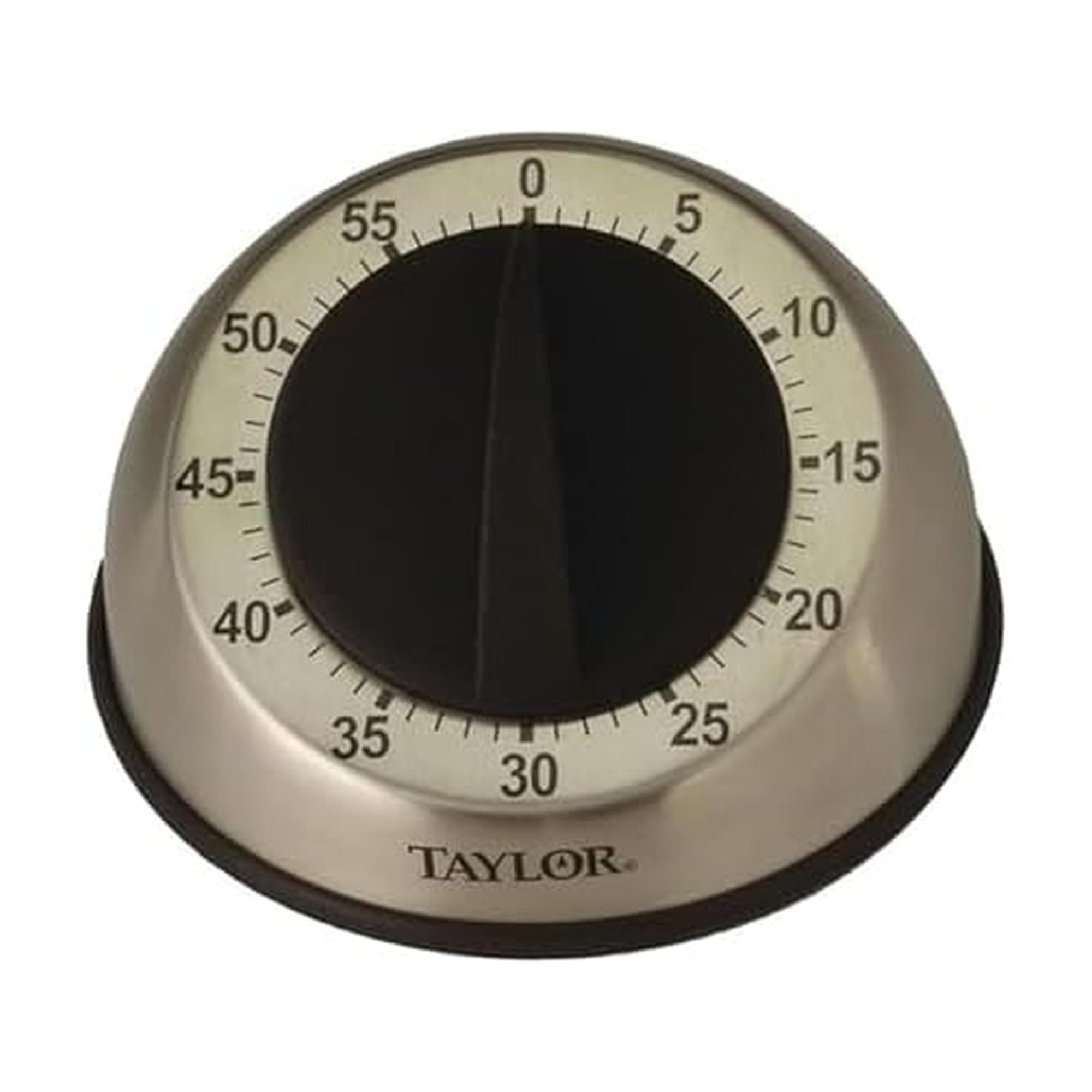 Taylor Mechanical Timer, Countdown with Easy-Turn Dial and Loud Ring Alarm, Compact Tool for Cooking, Baking, Classroom Activities, Homework, Studying, Projects, Stainless Steel