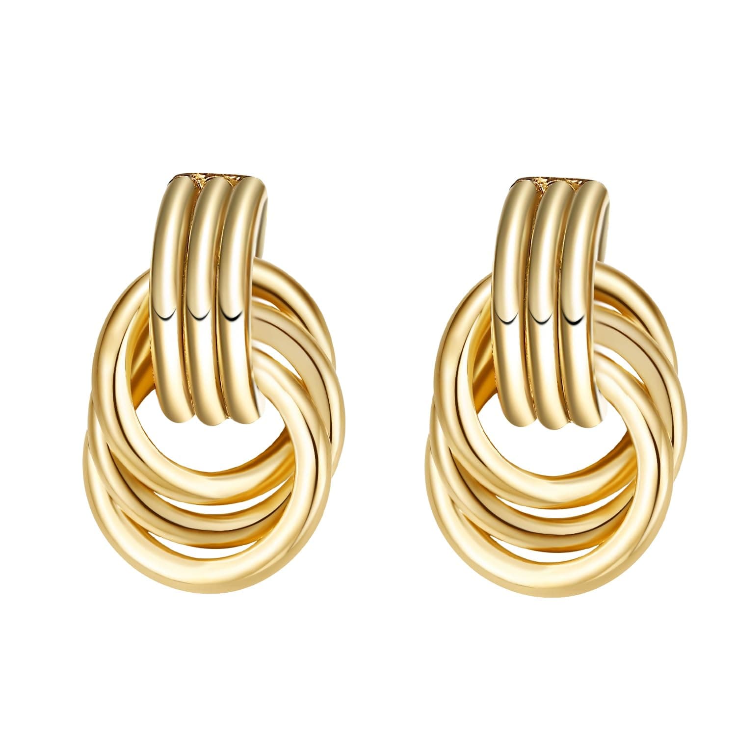 Geometric Rectangle Gold Plated Stud Earrings Irregular Hammered Chunky Statement Square Earrings for Women Trendy