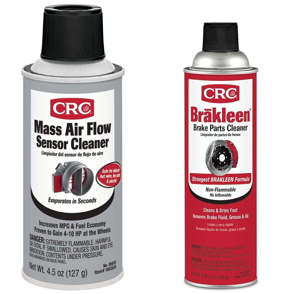 CRC Mass Air Flow Sensor Cleaner, 4.5 Wt Oz, 05610 & BRAKLEEN Brake Parts Cleaner - Non-Flammable -1lb 3 Oz (05089)