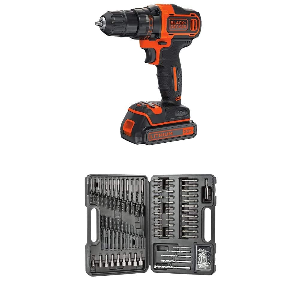 BLACK+DECKER 20V MAX Cordless Drill/Driver Variable Speed (BDCDD220C) with BLACK+DECKER BDA91109 Combination Accessory Set, 109-Piece