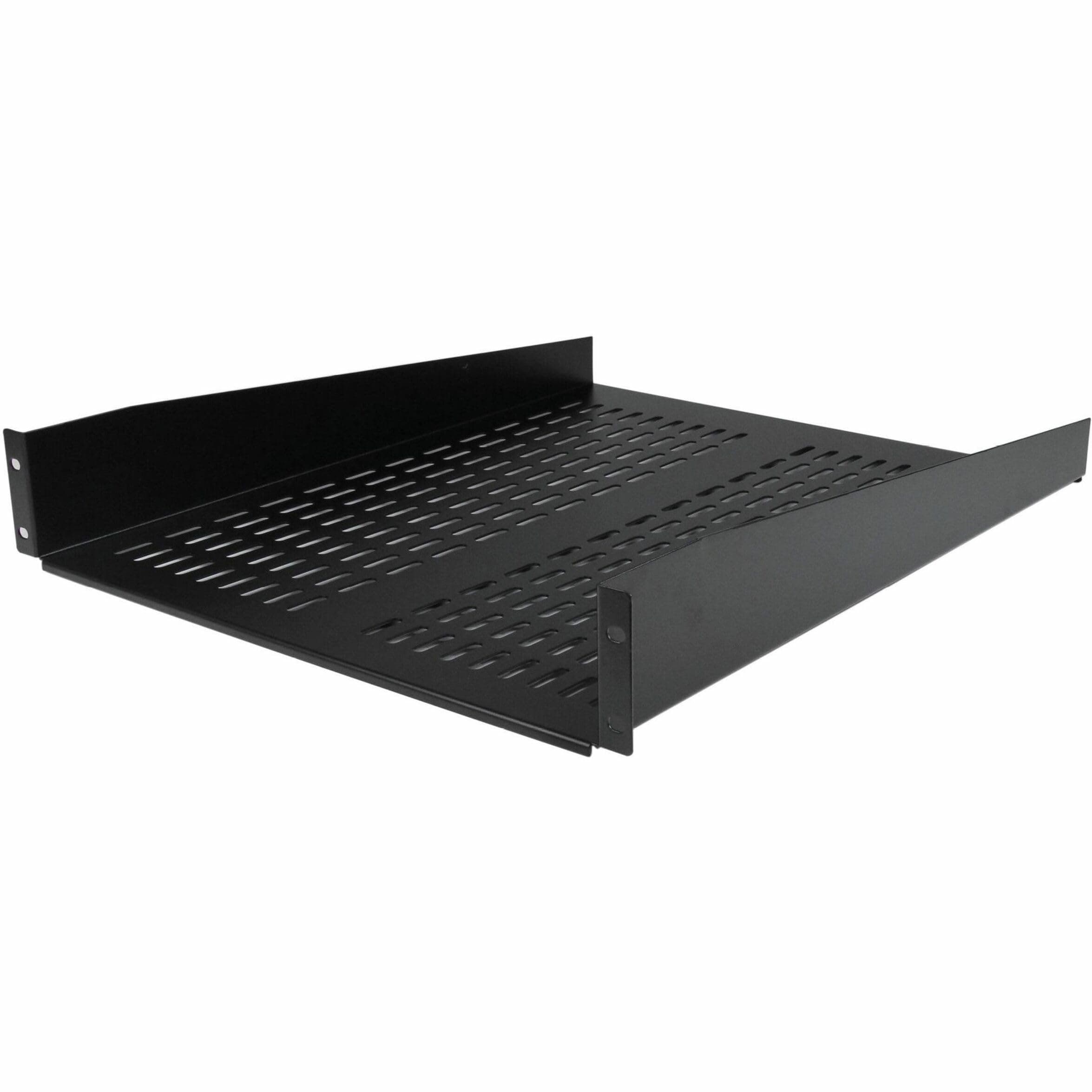 StarTech.com 2U Server Rack Shelf / Cantilever Tray with Heat Dissipation Slit for 19" Equipment Rack & Cabinet / Heavy Duty Steel / Load Capacity 23kg/22" Depth Black CABSHELF22V