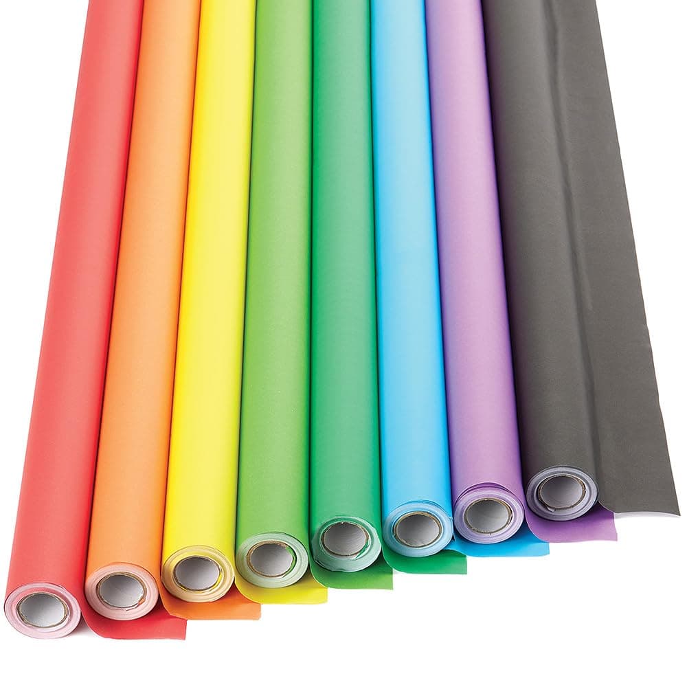 Baker Ross FE437 Super Poster Display Rolls Value Pack - Pack of 8 Rolls, School Supplies, Classroom Display Paper, Backing Paper