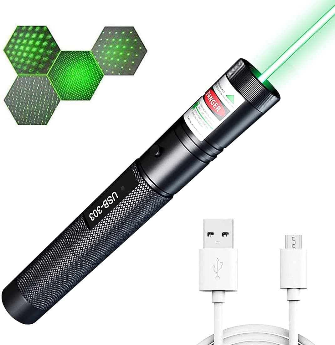 Yagoolh Long Range Pointer High Power, Green High Power Pointer Flashlight for Adjustable Focus Green Pointer with USB Charging, for Night Astronomy Outdoor Camping Hunting and Hiking