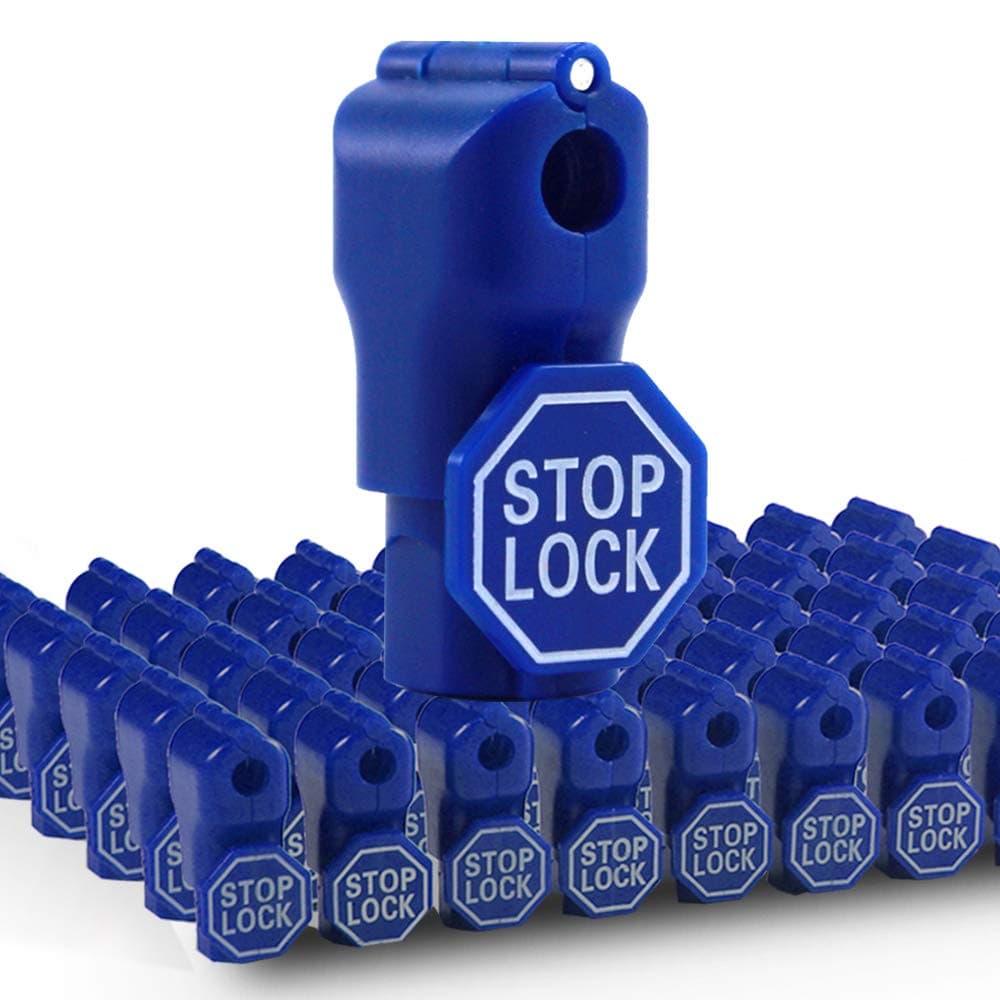 Betertek Peg Hook Locks, Blue 50pcs Hook Stop Lock Anti Theft Peg Locks for Retail Security Display Hook Lock Magnetic Stop Locks for Slatwall and Pegboard Hooks