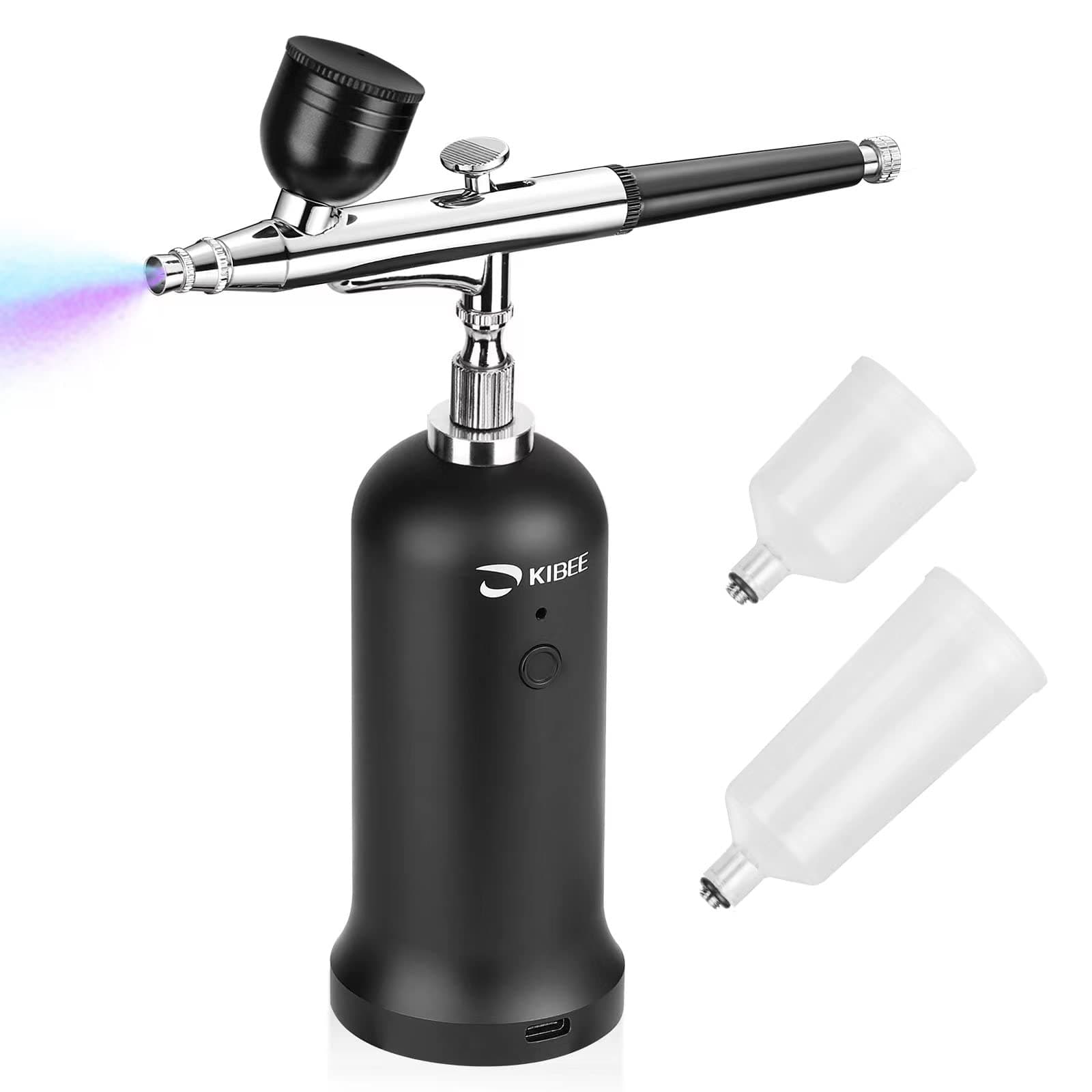 KIBEE Updated Cordless Airbrush Kit with Compressor,USB-C Rechargeable Airbrush with High Pressure Compressor,Wireless Dual Action Air Brush Gun for Barber,Cake Decor,Nail Art,Painting,Makeup…