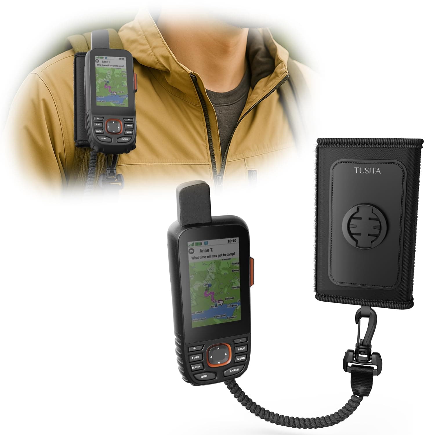 TUSITA Backpack Tether Accessory Compatible for Garmin Handheld eTrex GPSMAP Rino Series - GPS System Accessories - Mount
